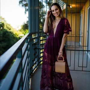 Boohoo burgundy long dress